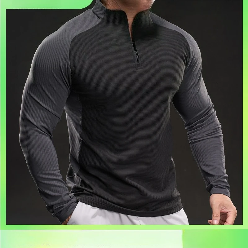 

Men's Sports Top Gym Muscle Breathable Quick Drying Slim Fit Elastic Long Sleeved Sportswear Casual and Fashionable Fitness Top