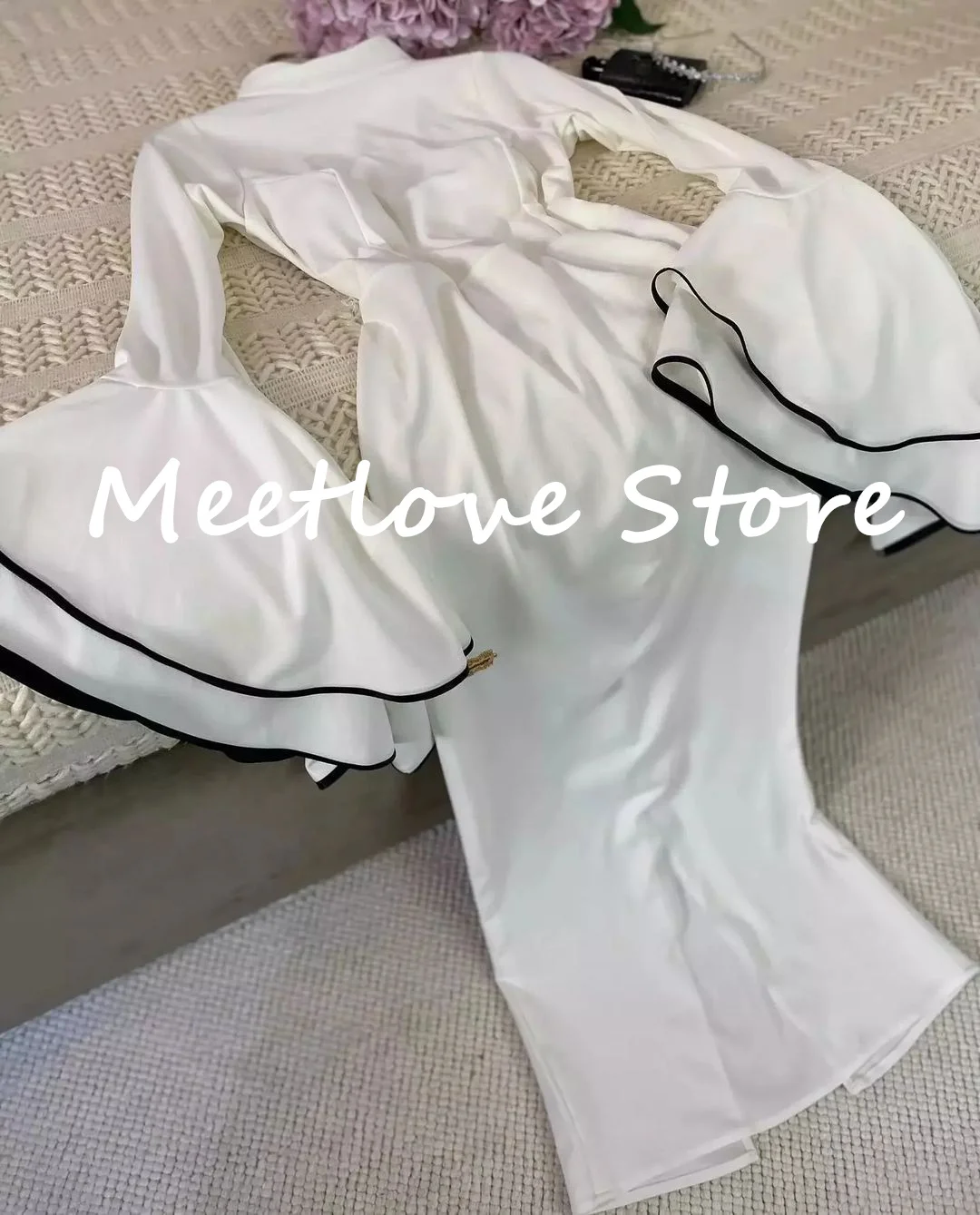 Meetlove فساتين أنيقة وجميلة للنساء بأكمام طويلة على شكل حرف a فساتين سهرة فاخرة 2024 فستان للحفلات الراقصة فساتين نسائية