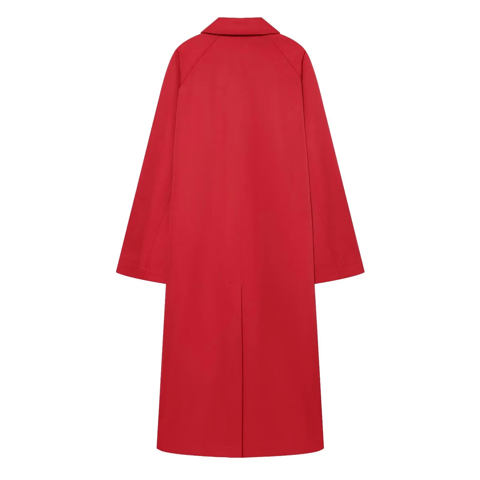 KONDALA Damen Lässiger Eleganter Roter Langer Trenchcoat für Pendler und High Street, Trendiger Trenchcoat 2026 Herbst Schicker Minimalistischer Mantel mit Knöpfen – Detail 4