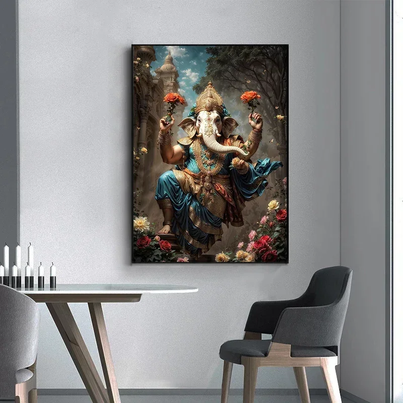 1pc frameless Canvas Painting Modern Indian Goddess Lakshmi in Lotus Garden Lord Shiva Buddha    Canvas Painting Poster Prints H