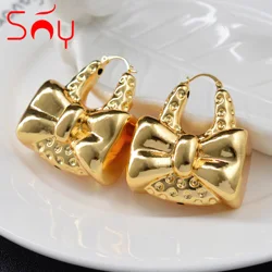 Sunny Jewelry Large Earrings For Women African Nigeria Fashion Big Accesories Bowknot Gold Plated Copper Jewellery Party Gifts