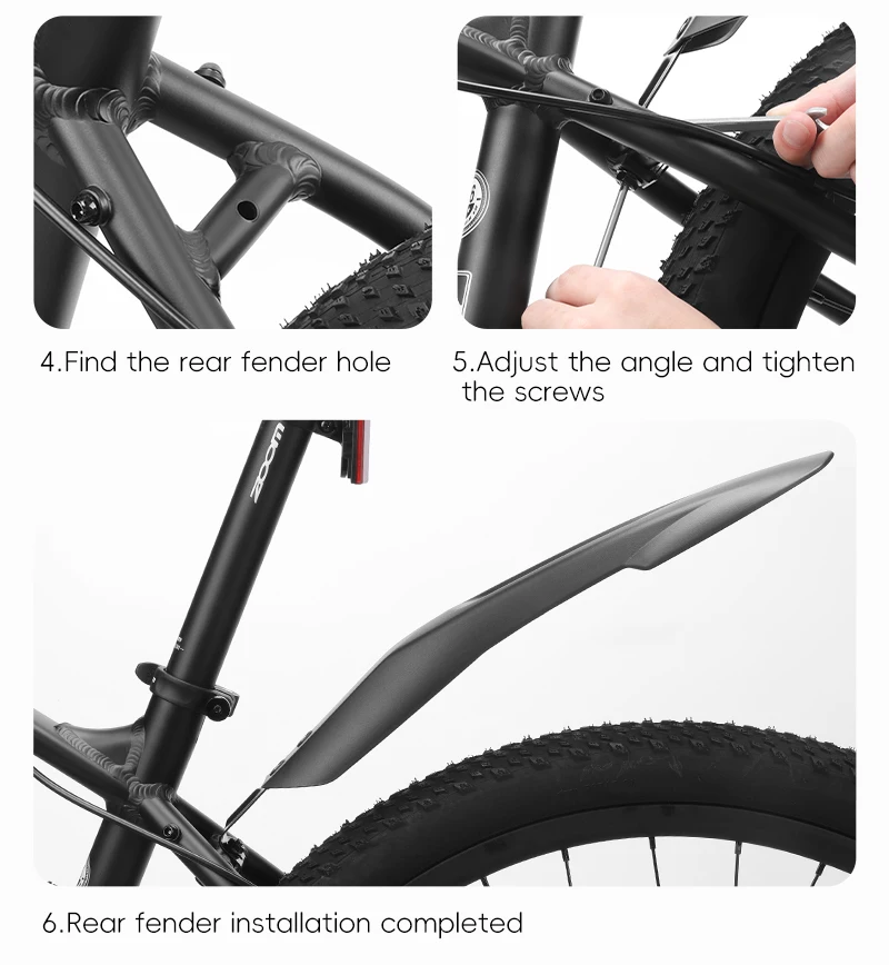 WEST BIKING 20/22/24 Zoll MTB Fahrrad-Schutzblech-Set PP Hochfeste Vorder- und Hinterradschutzbleche Wasserdicht Spritzwassergeschützt Fahrradzubehör – Detail 10