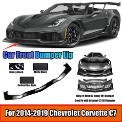 For Chevrolet Corvette C7 2014-2019 Modify Bumper ZR1 Style Car Front Bumper Lip Spoiler Splitter Body Kit Matte Black
