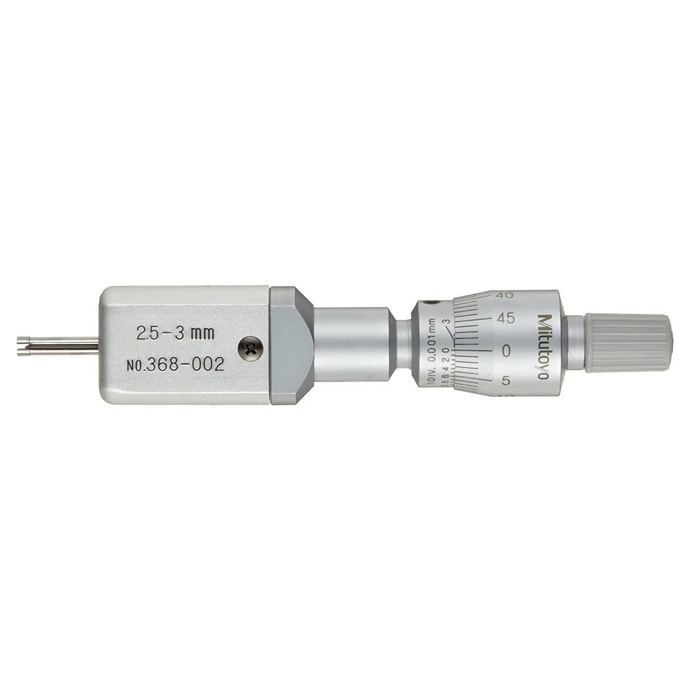 

Mitutoyo 368-002 Holtest Vernier Two-Point Inside Micrometer, 2.5-3mm Range, 0.001mm Graduation, +/-0.002mm Accuracy