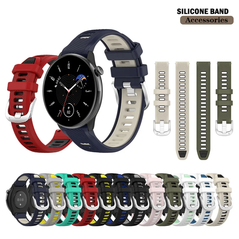 

20mm 22mm Watch Band Run Silicone Strap For Huami Amazfit GTR mini / GTR 4 3 Pro 2 2E / GTR4 GTR3 GTR2