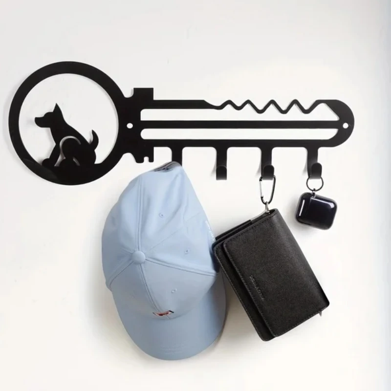 

Wall Hanging Key Shaped Wall Rack, Wall Mounted Holder Rack With 4 Hanging Hooks, Household Towel Coat Rack