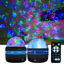 Starry Sky Sound Control Magic Ball Light, Iluminação de palco USB, lâmpada ambiente, controle remoto, projeção LED, água Ripple, Quarto