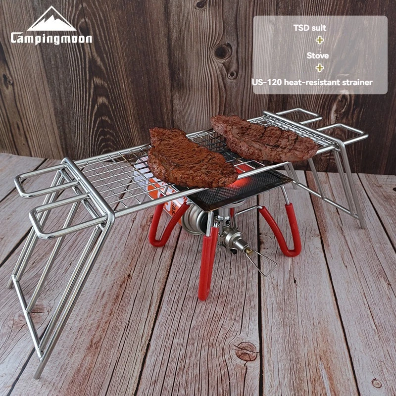 

Складной гриль для барбекю CAMPINGMOON TSD, Многоуровневая регулируемая высота, сетка из нержавеющей стали, для кемпинга и барбекю