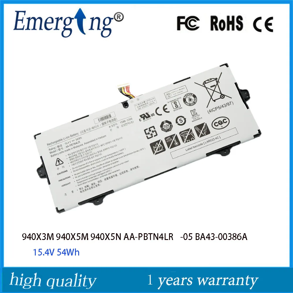 

15.4V 54Wh AA-PBTN4LR Laptop Battery For Samsung 940X3M 940X5M 940X5N AA-PBTN4LR-05 BA43-00386A PBTN4LR