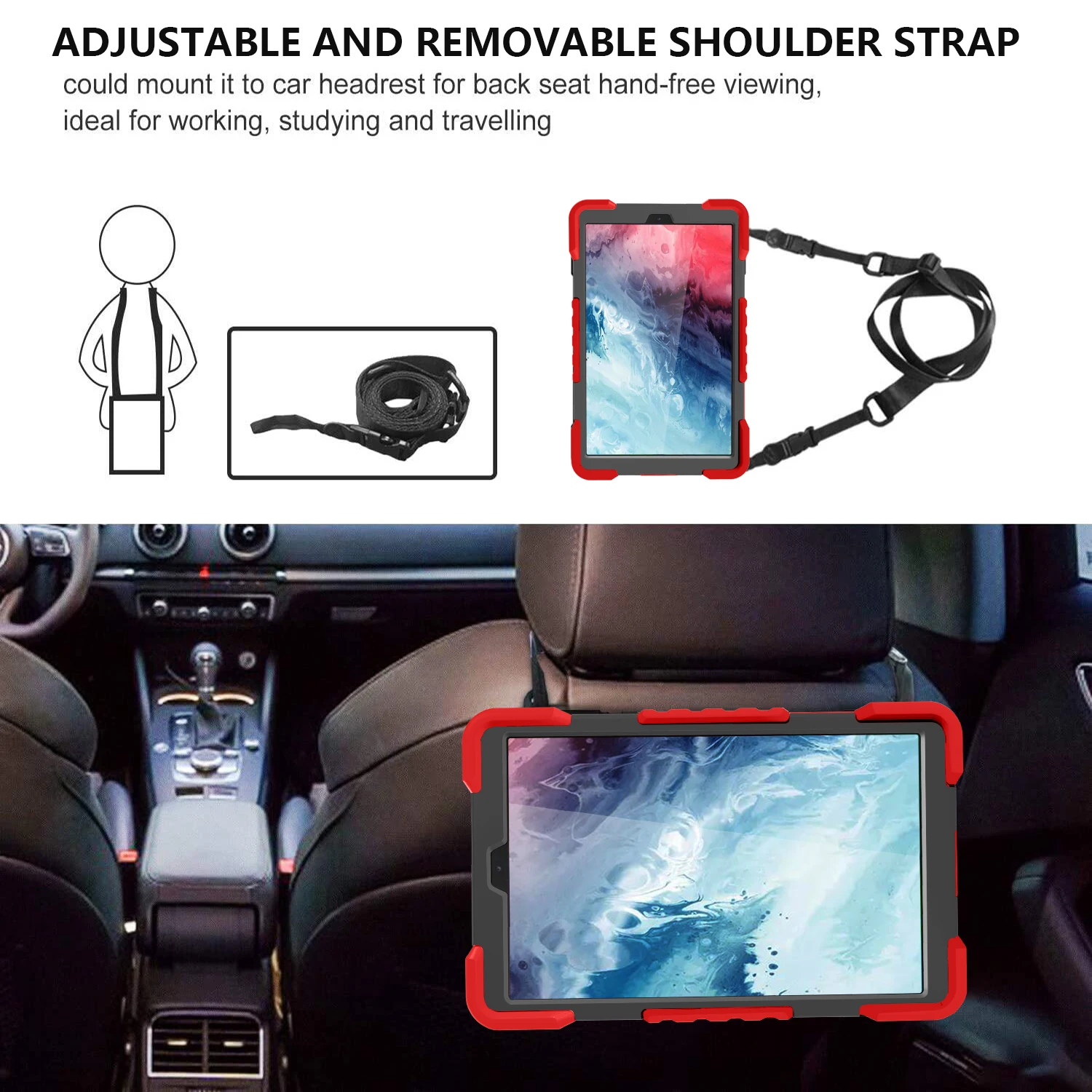 Stand Case for Galaxy Tab A8 10.5 SM-X200 X205 X207 A7 10.4 T500 T505 T507 T509 A 10.1 2019 T510 T515 Rotating Handle Grip Cover 6