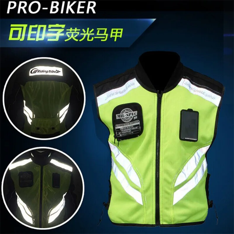 Riding Tribe Reflective Desgin Waistcoat Clothing Motocross Off-Road Racing Vest Motorcycle Touring Night Riding Jacket