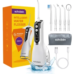 Schoben Oral Irrigator Portable Dental Water Flosser IPX7 Waterproof Rechargeable 5 Modes Teeth Cleaner 330ML Dental Water Jet