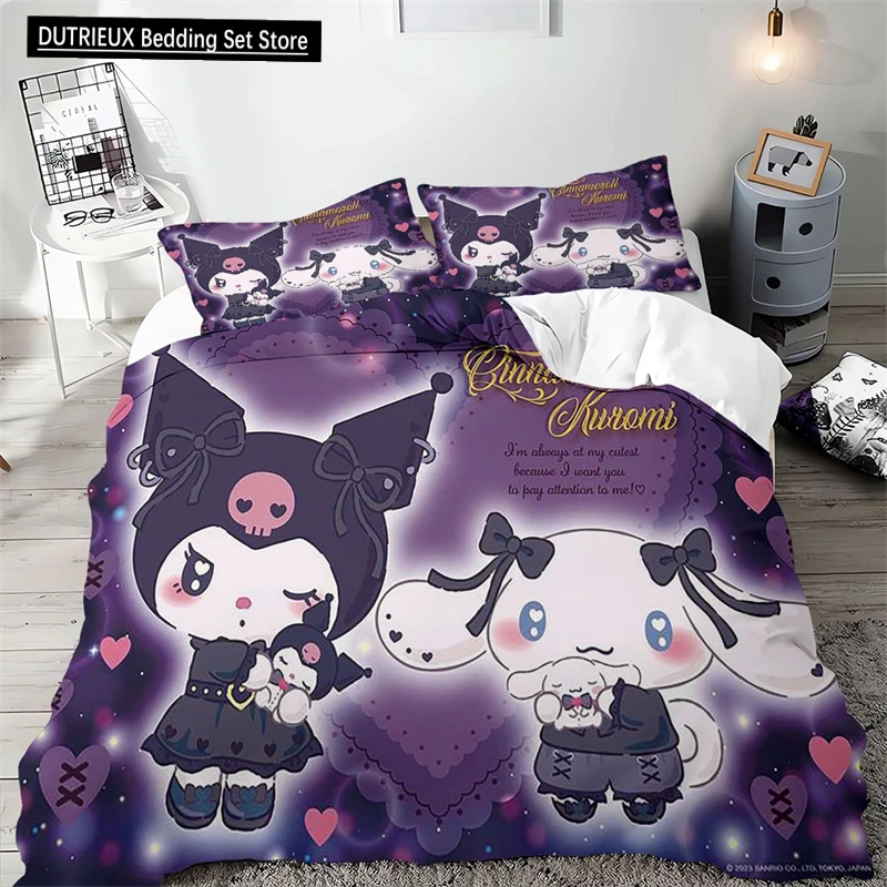 

3-piece Set Melody Cinnamoroll Fashion Design Duvet Cover for Teenagers and Children Bedding Quilt Cover Cartoon Duvet Cover