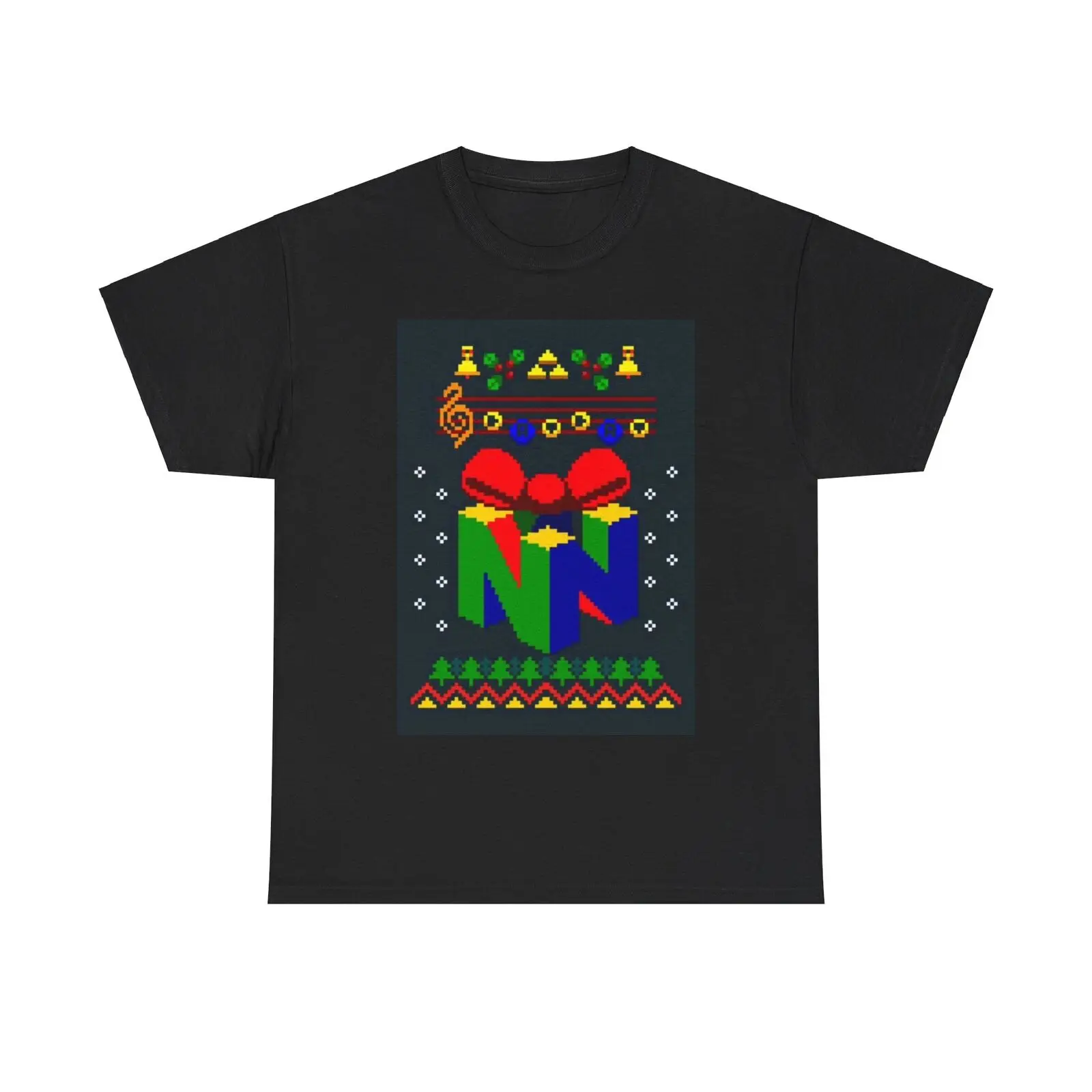 Camiseta de Navidad para niños, camisa de Papá Noel, algodón pesado, Retro, juegos, N64, 90s