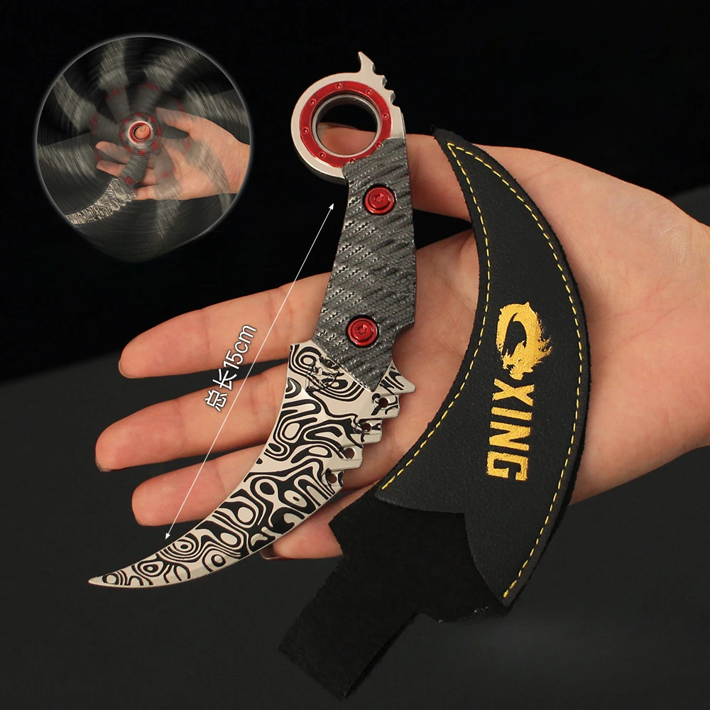 Karambit-Couteaux de Jeu Téléchargeable en Métal, Modèle d'Ornements d'Extérieur, Épée d'Entraînement, Cosplay, Katana, Cadeaux pour Garçon, 15cm