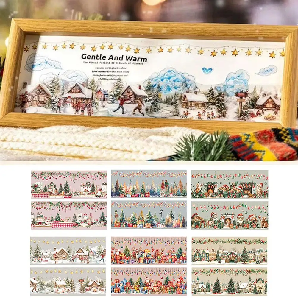 1 Roll Mr. Paper Christmas Landscape Masking Tape PET Decoration Anime Handbook Tape Cat Home Stationery Gift Christmas Eld N8S3