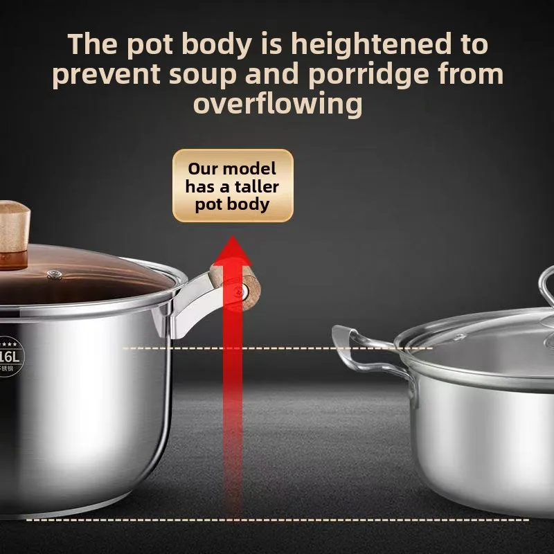 وعاء حساء سميك من الفولاذ المقاوم للصدأ بدرجة الطعام 316، وعاء حليب منزلي، باخرة، موقد غاز، طباخ التعريفي، عالمي #4