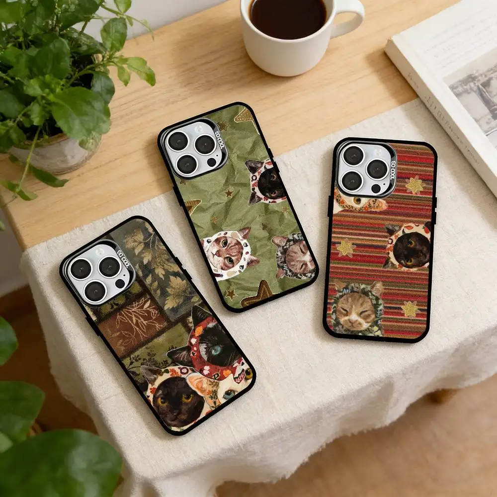 

Whimsical Cats Phone Case For iPhone 17,16,15,14,13,12,11 Plus,Pro Max,XS,Colorful Silver Phone case Funda Cover