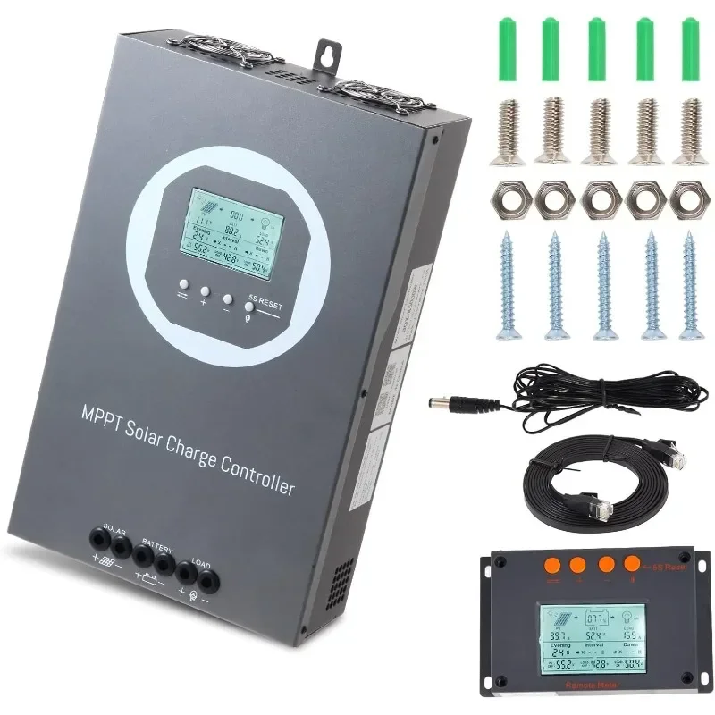 Home.100 Amp MPPT Solar Charge Controller 24V 12V Auto, Max Input Power 2500W, for AGM Sealed Gel Flooded Lithium Battery