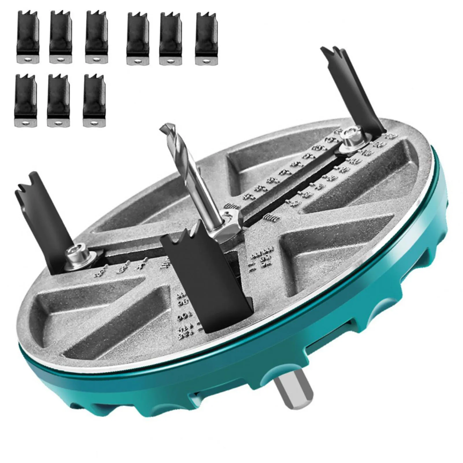 

Adjustable Hole Saw Kit with 12 Blades Round Hole Opener Tool for Woodworking 1.8‑5in Punching Diameter