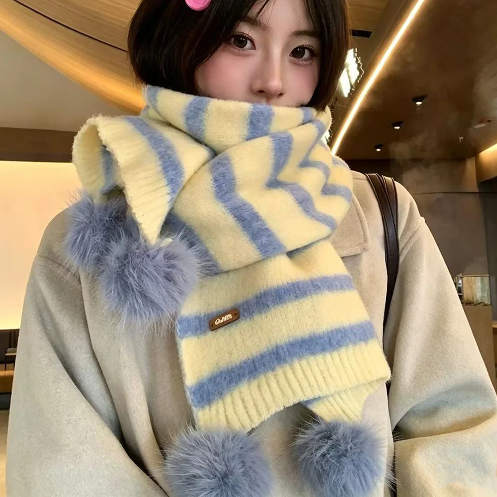 cachecol-de-inverno-feminino-estilo-coreano-com-pompons-de-pelucia-feito-de-la-tricotada-mais-grosso-quente-versatil-protege-o-pescoco-ideal-como-presente-de-natal