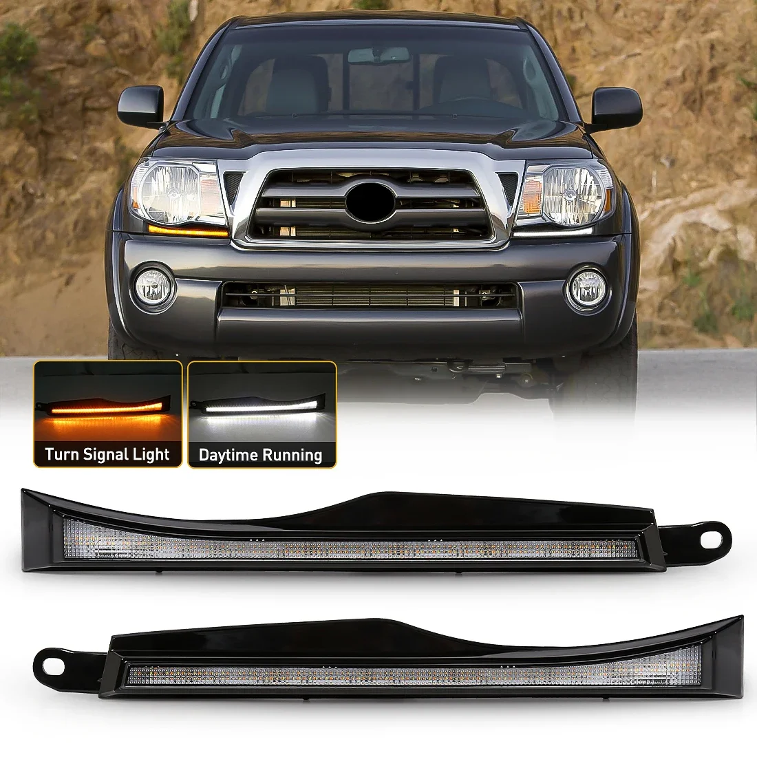 

LED DRL For Toyota Tacoma 2005 2006 2007 2008 2009 2010 2011 Daytime Running Lights Start up Animation Dynamic Turn Signal Lamps