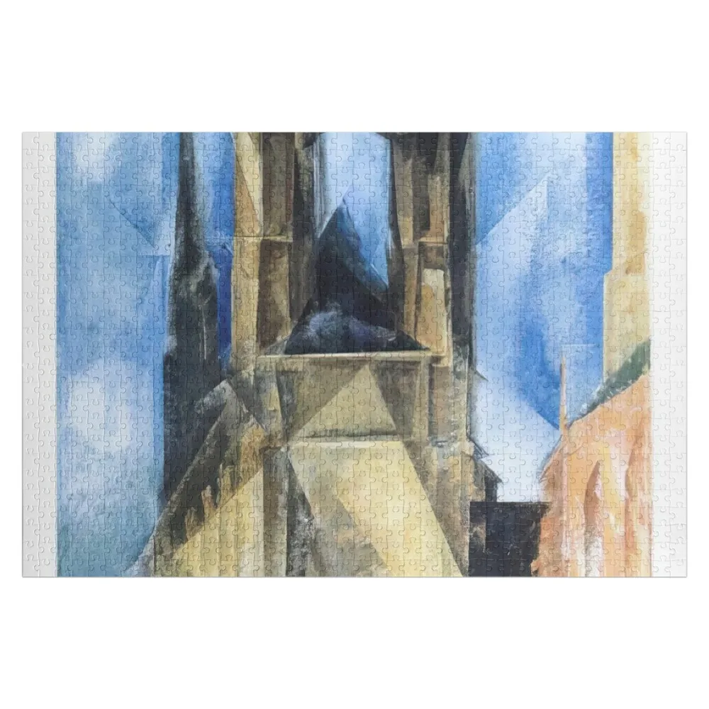 

Lyonel Feininger - рыночная церковь в холле 1930, головоломка, головоломка с индивидуальным фото, деревянным именем