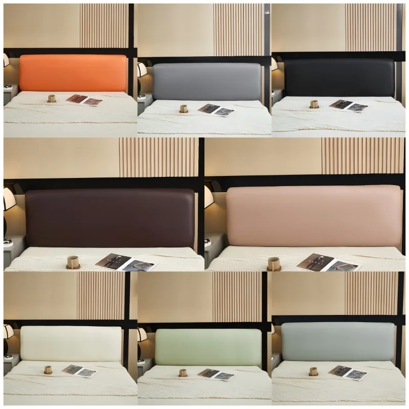 1PC PU Leather Bed Headboard Cover Technology Cloth Bed Head Cover All-inclusive Backrest Dust Protector Bedroom Hotel