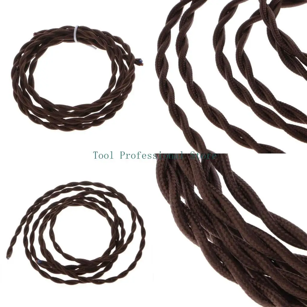 57QF 2 for M 2x0.75 Coffee Vintage Retro Twist Braided Fabric Light Cable Electric Wi