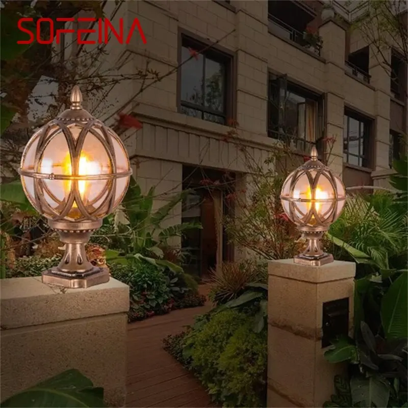 

SOFEINA Outdoor Post light Patio Modern LED Round Waterproof Pillar Lighting For Porch Balcony Courtyard Villa