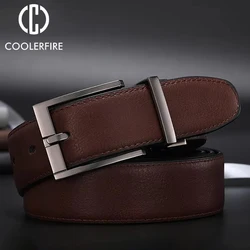 New Business Dress Belts for Men Men Genuine Leather Belt Reversible Buckle Brown and Black Belt HQ110