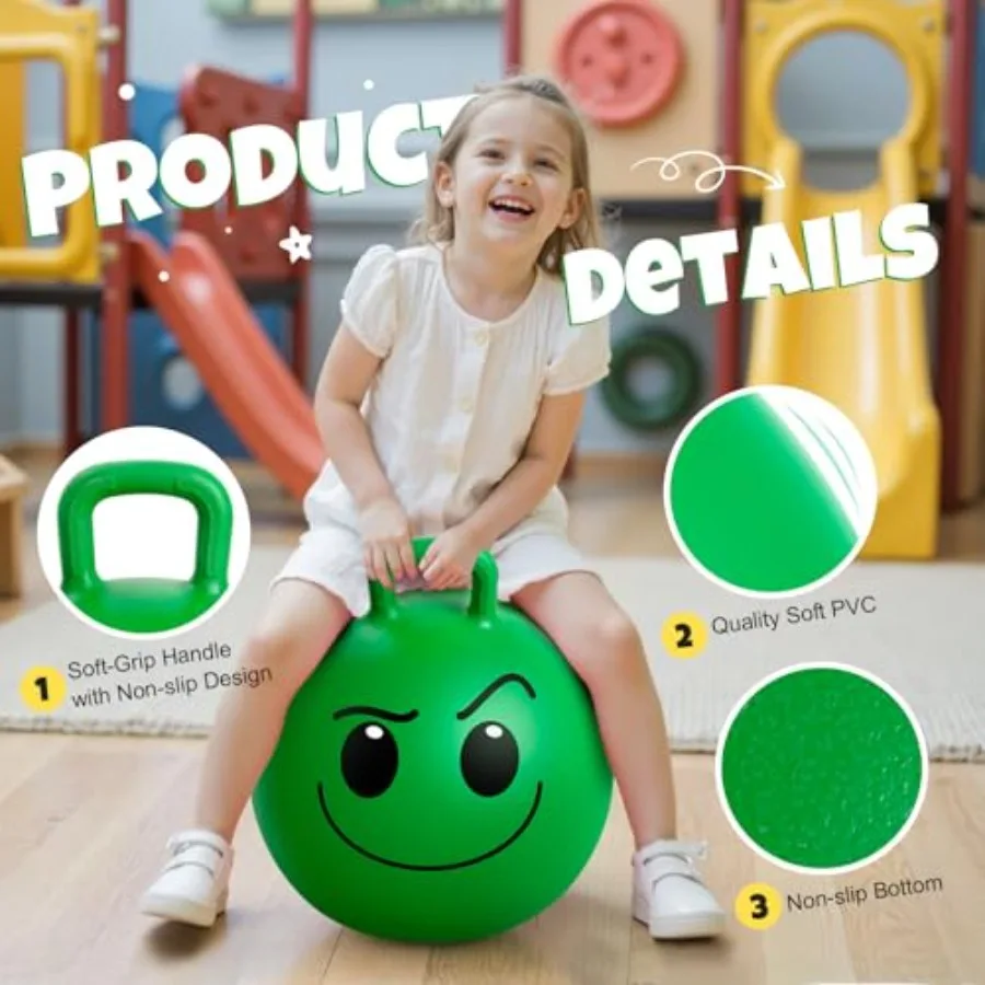 Opblaasbare Hopperbal voor 3-8 jaar 18 inch stuiterbal met handvat roze blauw rood paars groen geel springen hoppen speelgoed 6 st