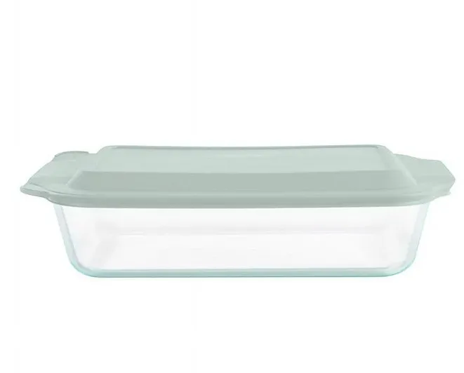 Pyrex Deep 9 x 13" rechteckige Glas-Backform mit salbeigrünem Deckel, 5 Quart