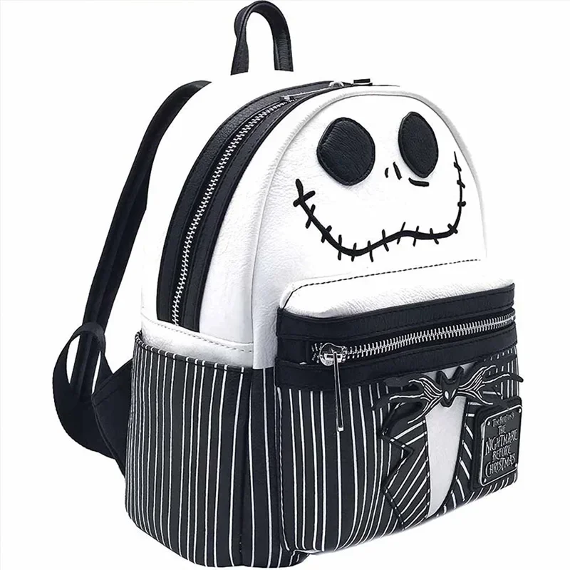 MINISO Disney The Nightmare Before Christmas Jack Skellington Sally Backpacks PU Leather Women Fashion Backpack Christmas Gifts