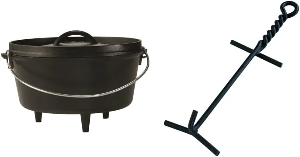 

5-Quart Cast Iron Deep Camp Dutch Oven + Lid Lifter (Black Finish)