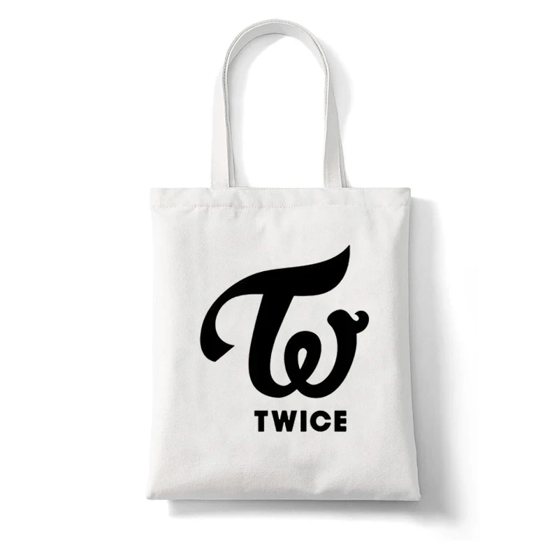Twice Y2K Esthetics Women Canvas Tote Bag Eco Shopping Bag Large Capacity Shoulder Bag for Women Female Foldable Shopper Bag