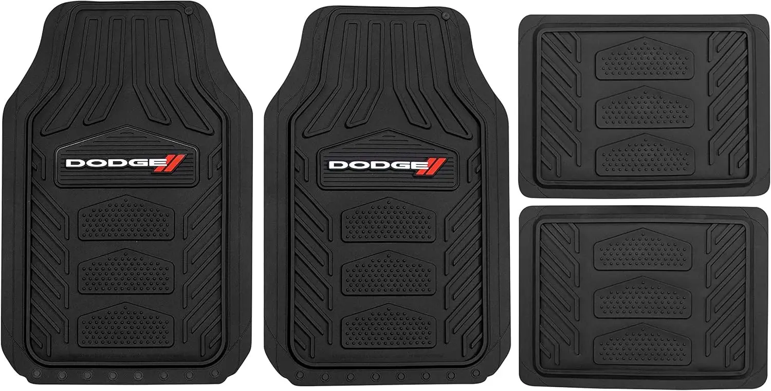 

4-Piece All-Weather Floor Mats Set for Dodge Vehicles, High Ribbed Edges, Easy Clean Rubber