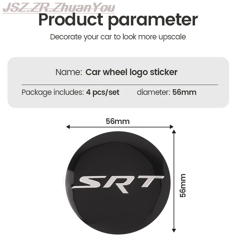 3D Car Emblem Wheel hub Center Cap Badge Covers Sticker Decals Styling For Dodge SRT Charger Challenger Hell Cat Chrysler 300C view 5