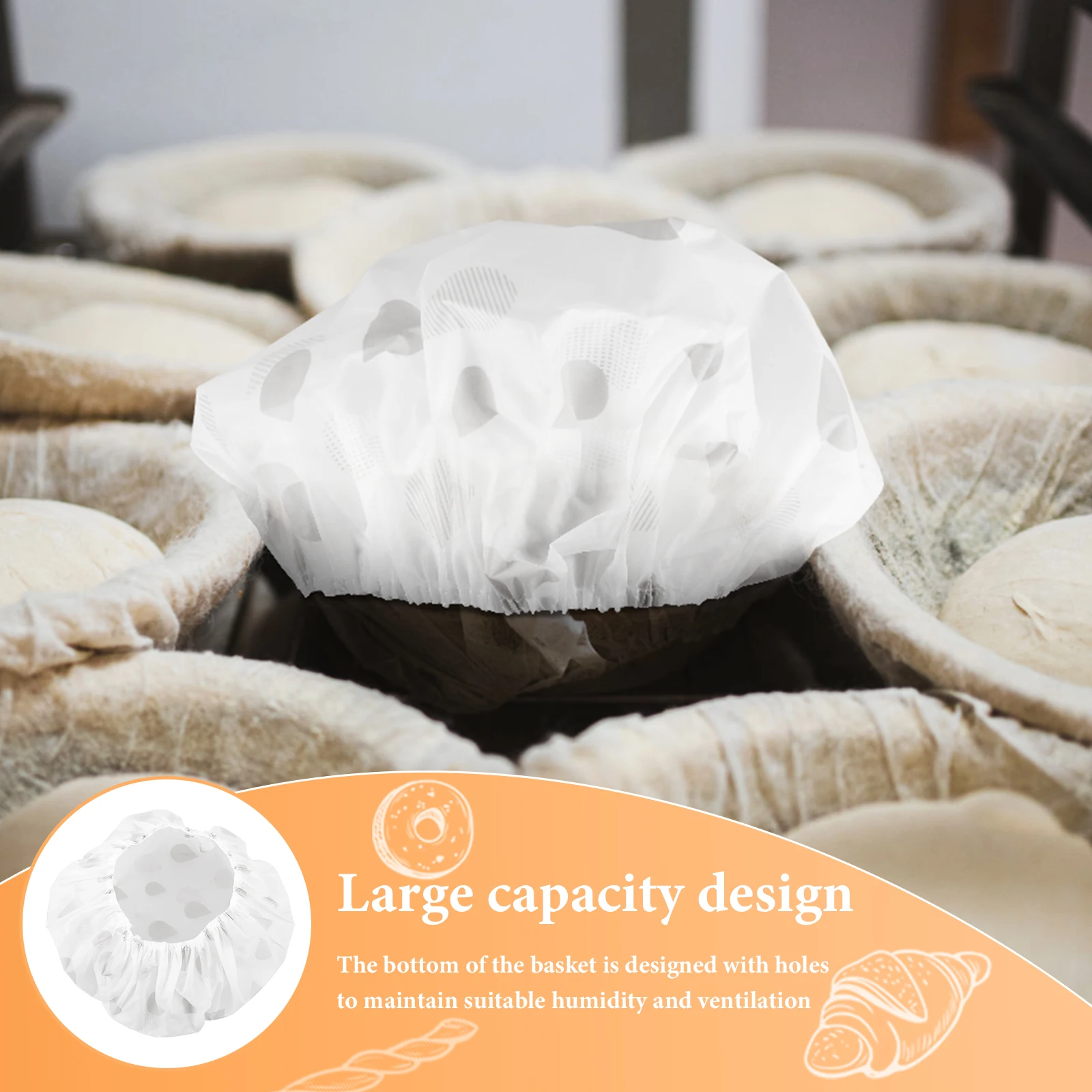 

2pcs 2 Pack 27cm Bread Basket Cover Set Elastic Reusable Fermentation Proofing Kitchen Supplies Sourdough Protectors Storage