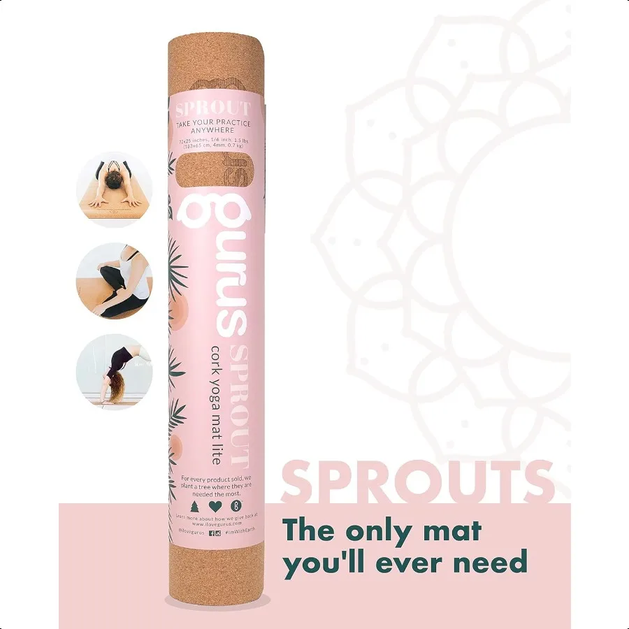 Sweat Proof Durable Cork Yoga Mat Thick Non Slip Exercise Mat for Home Workout