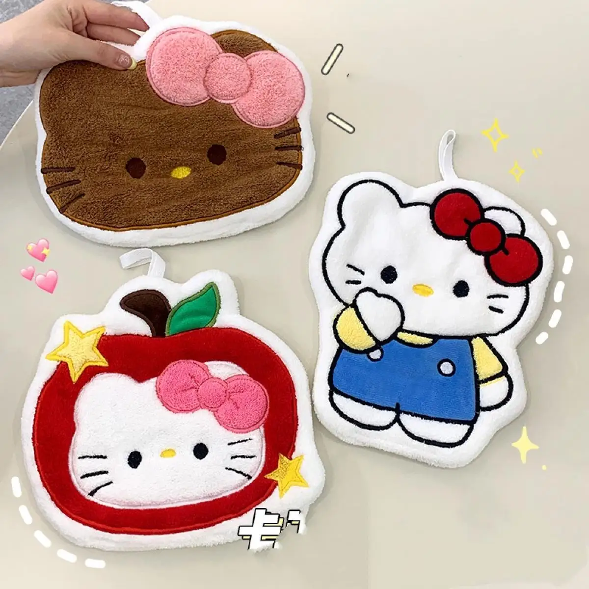 

New Cartoon Hellokitty Melody Hand Towel Cutem Miniso Absorbent Coral Fleece Hanging Bath Towel Fashion Kitchen Decor Doll
