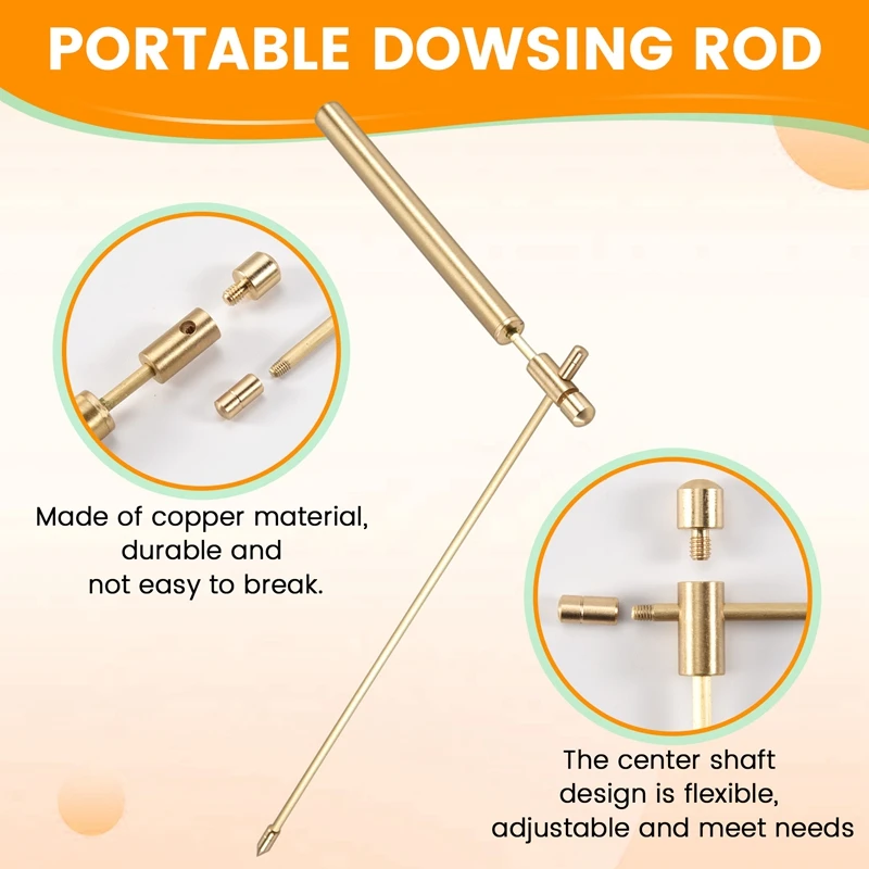 1Pair Copper Dragon Seeking Dowsing Rod Outdoor Energy Water Witching Adjustable Detector Professional Detachable Tool