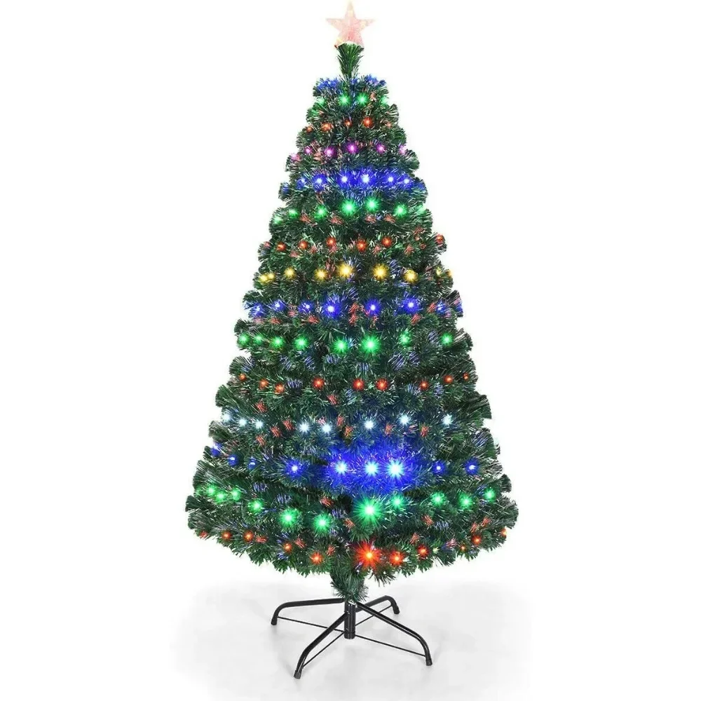 

Fiber Optic Artificial Christmas Tree, Pre-Lit Xmas Tree with Colorful LED Lights