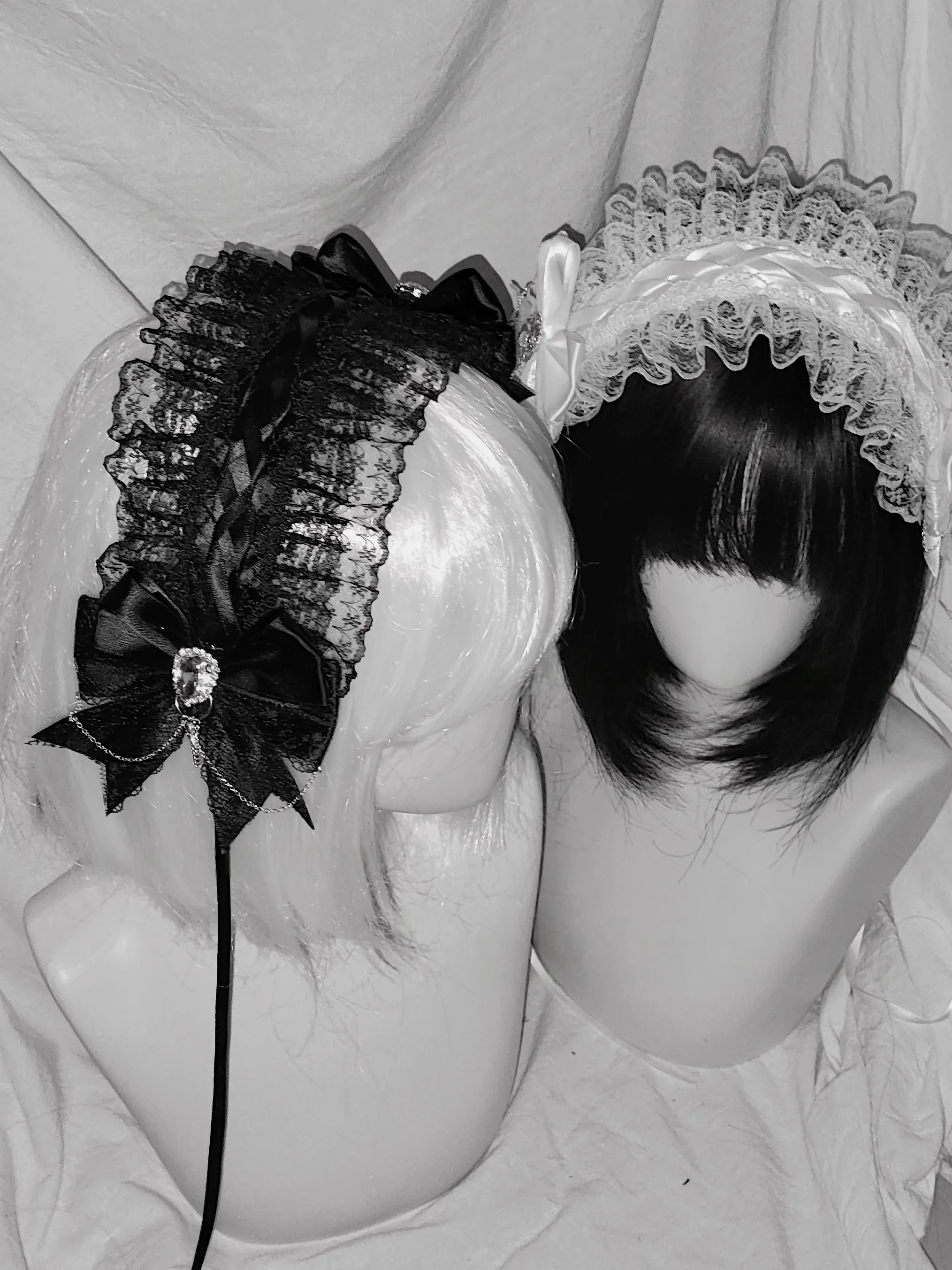 새로운 오리지널 하라주쿠 레이스 엔젤 헤어밴드 서브컬쳐 레이스 보우 헤드피스 로리타 Y2K 소녀 헤어 액세서리