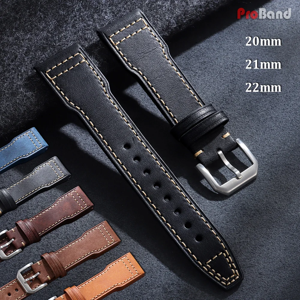 20mm 21mm 22mm Cowhide Leather Watch Strap for IWC Pilot Portugieser Portofino Wristband Business Men Women Bracelet Accessories