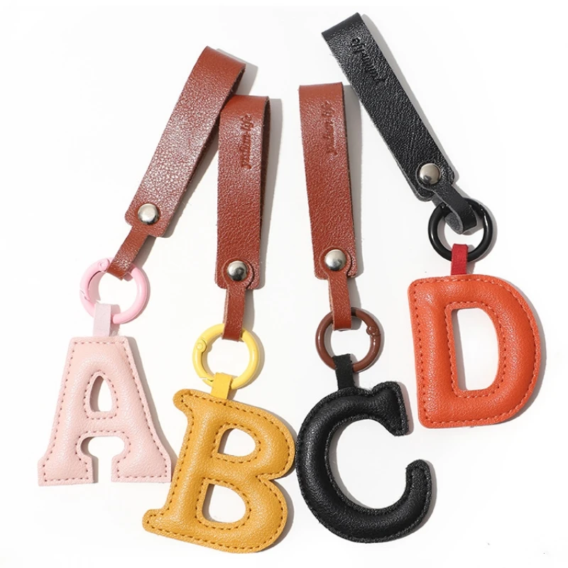 HOT Creative PU 26 Letter Key Chain Alphabet Letter Car Key Accessories Business Key Holder Women Bag Pendant Keyring Decoration