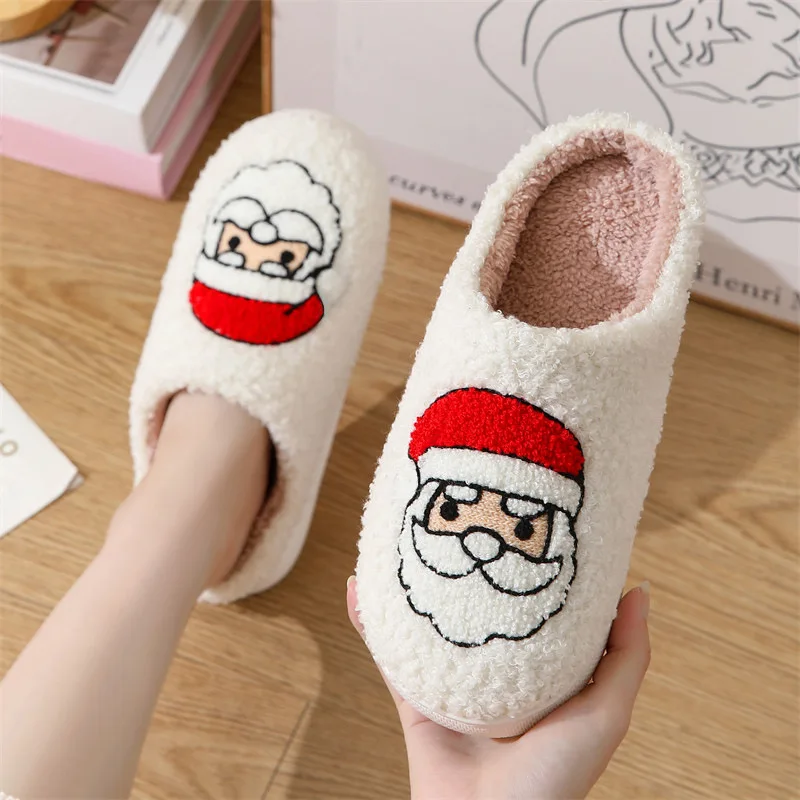 Cute Christmas Holiday Santa Bear Winter Warm Slippers Children Size Fuzzy Slippers Children Boys Girls Soft Plush Slippers - Image 6