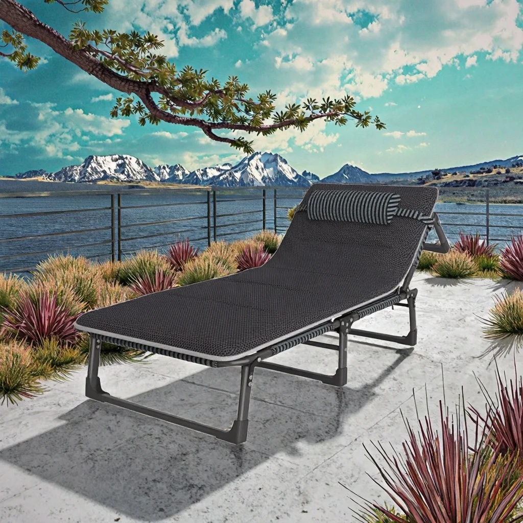 

Adjustable Multi-Functional Folding Metal Cot Bed Modern Outdoor Adjustable Camping Beach Sleeping Garden Furniture Outdoors