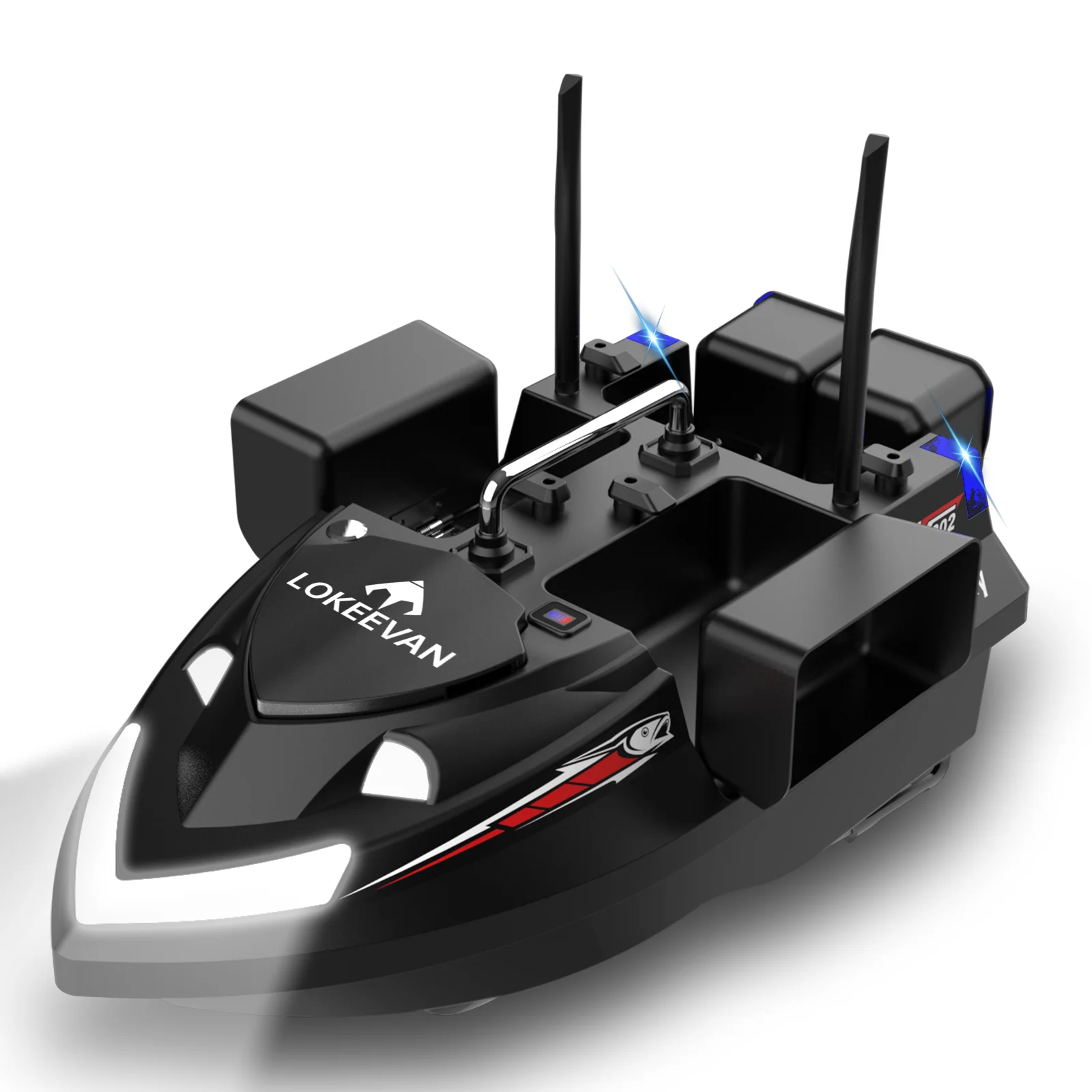 V802 PRO GPS Angelköderboot mit 4 Ködersilos + BeiDou-Positionierung, 160 Angelstellen, 500m Reichweite, Dual-Drive, Smart Cruise Return Trawler