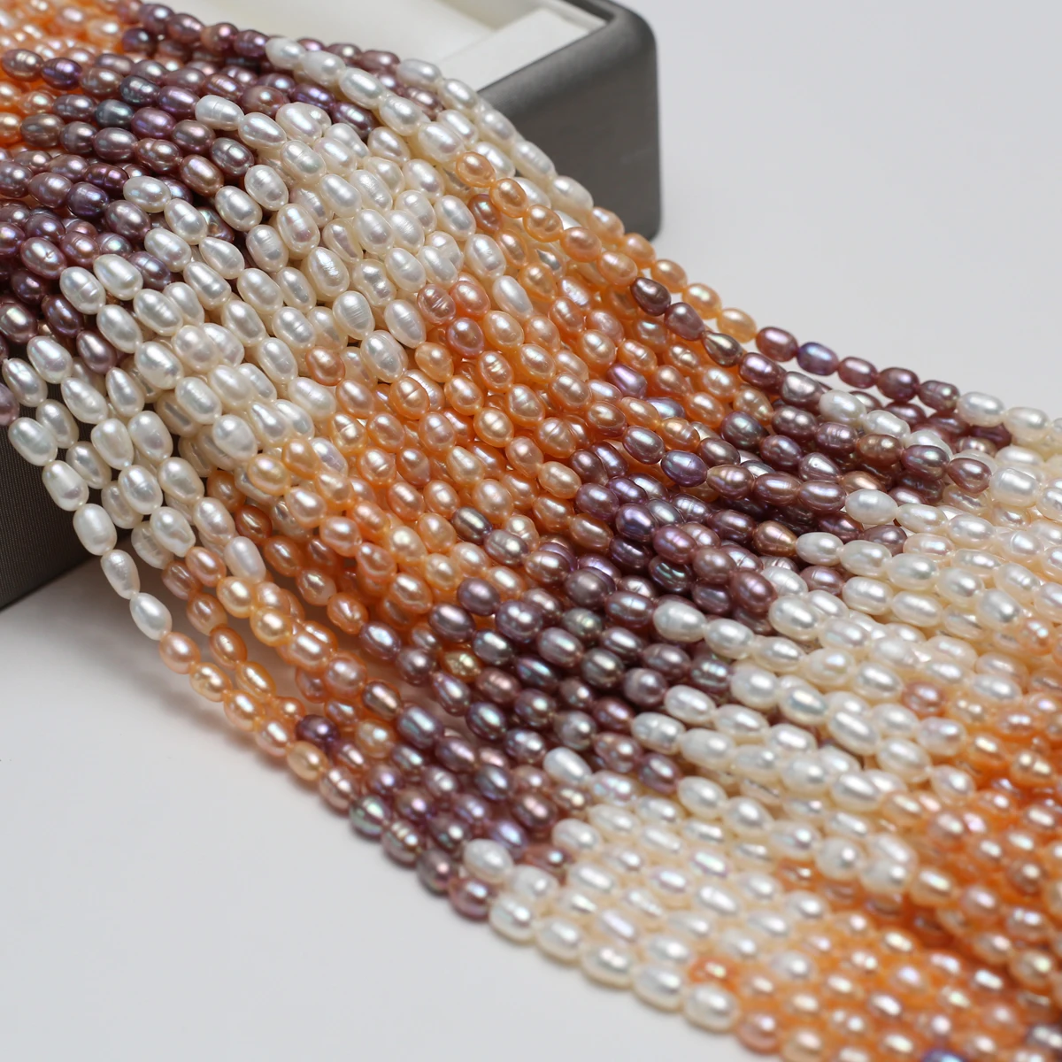 

3-4mm 4A Natural Freshwater Pearl Small Rice White-orange-purple Loose Bead Jewelry Make DIY Necklace Bracelet Women Gift Women